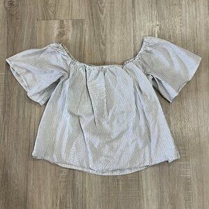 Express Off The Shoulder Pinstripe Blouse